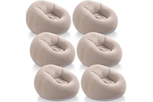 Realspring Inflatable Bean Bag Chairs Outdoor Blow up Camping Chairs Inflatable Lazy Sofa Folding Portable Bean Bag Loungers Couch for Movie Night(Coffee,6 Pcs)