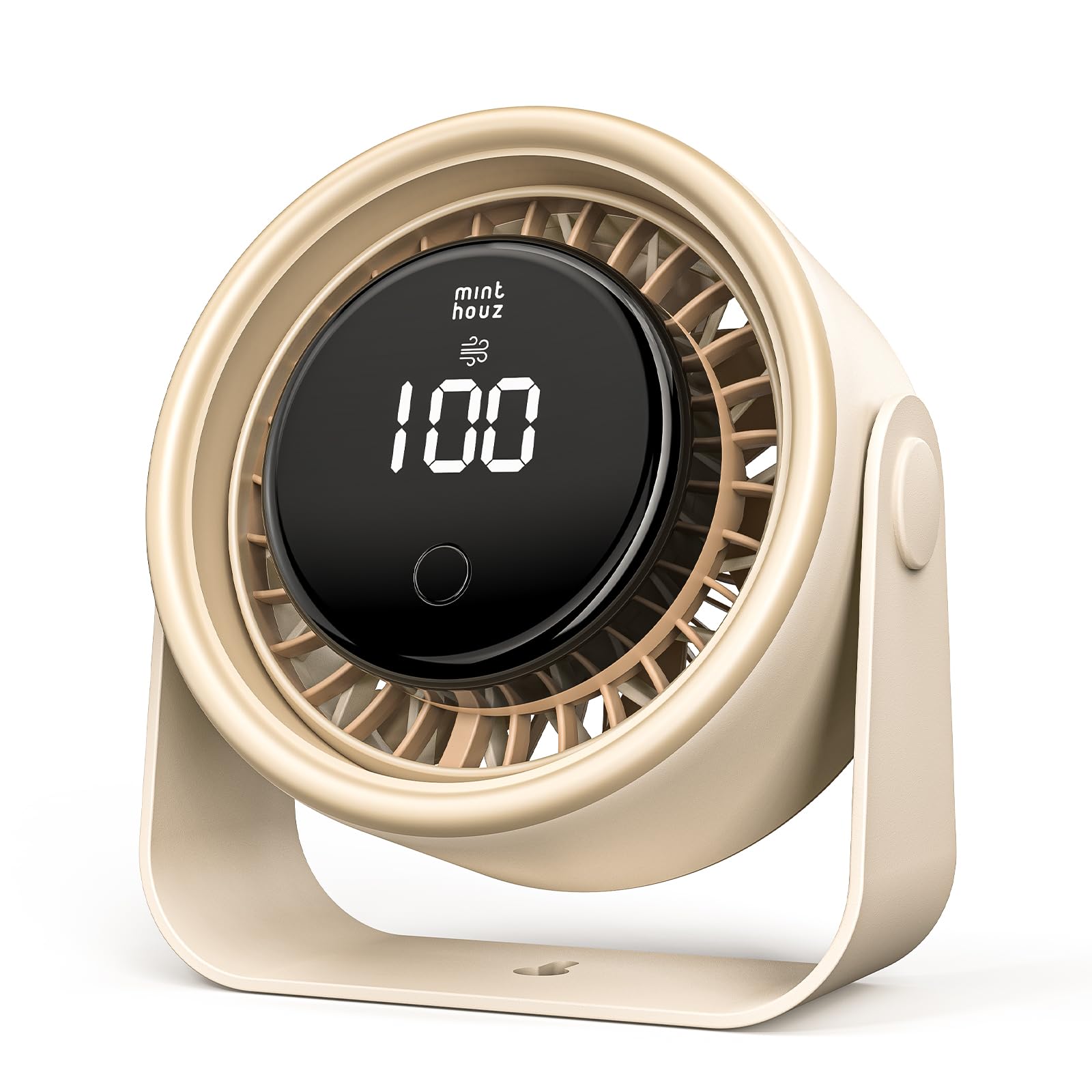 Photo 1 of Minthouz Quiet Desktop & Wall-Mountable Fan, 4 Speeds with 90° Oscillation, USB-C Fast Charging, 3000mAh Rechargeable Battery, Digital Speed Display, Portable Cooling Fan