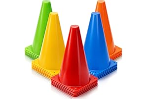 Fasmov 30 Pack Plastic Training Cones, 9 Inches Traffic Cones Indoor Outdoor Sports Agility Cones Soccer Flexible Cone Sets f