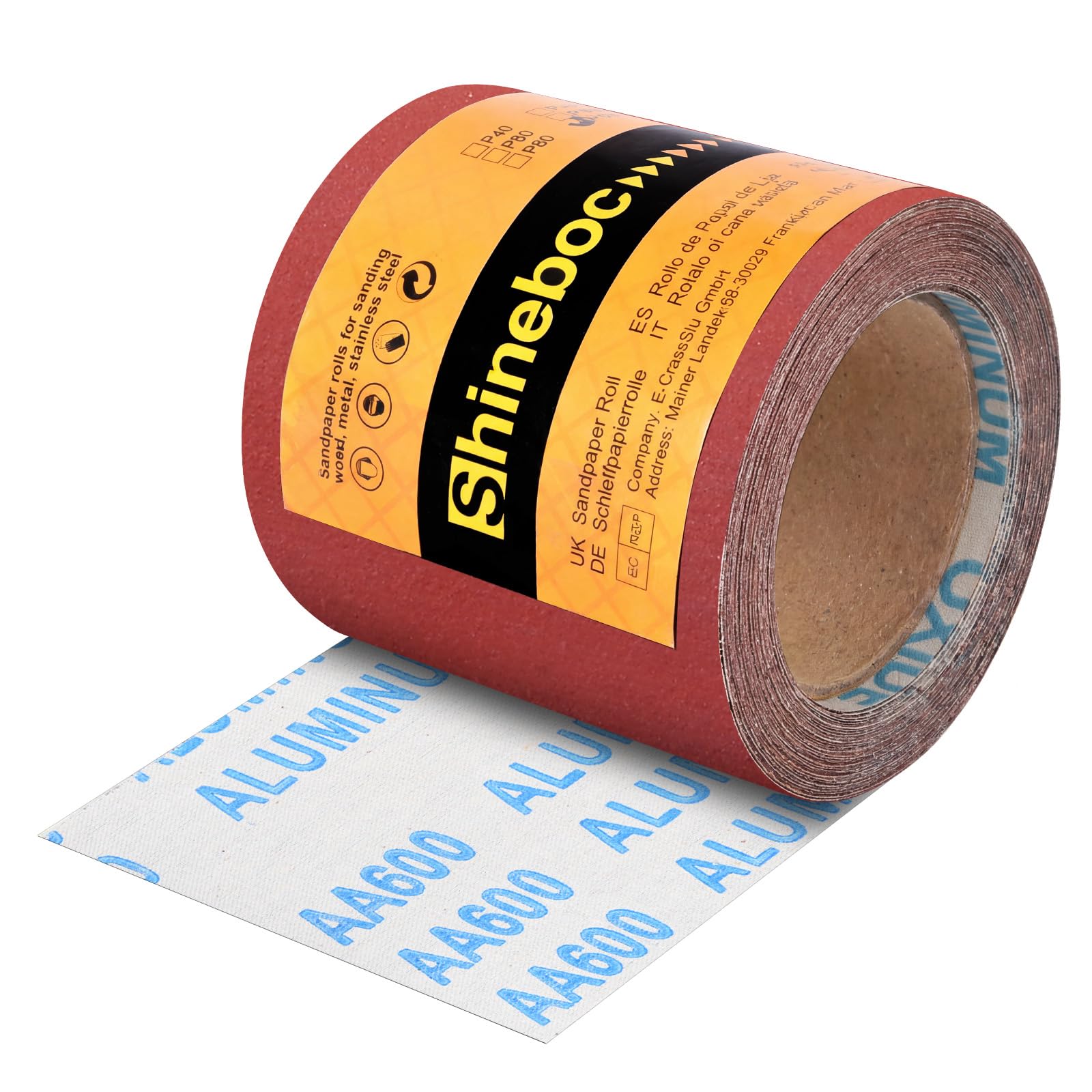 Shineboc Sandpaper Roll 600 Grit, 115mm x 10m Emery Cloth Sanding Rolls for Wood Metal Stainless Steel Hand Sanders