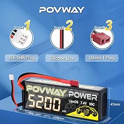 POVWAY 5200mAh 2S LiPo Battery 50C 7.4V RC Battery