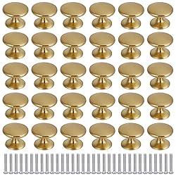 BIGLUFU Brass Drawer Knob, 30 Pack Brass Kitchen