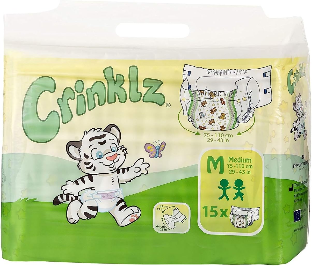 Crinklz Medium - Pack of 15, White, Medium, 15 Count