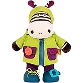 B. toys Plush Zebra Sensory Stuffed Animal, Giggly Zippies Zebb Toy | Interactive plush toy with button, zipper, laces, buckle, wiggles and giggles for dress-up play and travel, 2+ Years