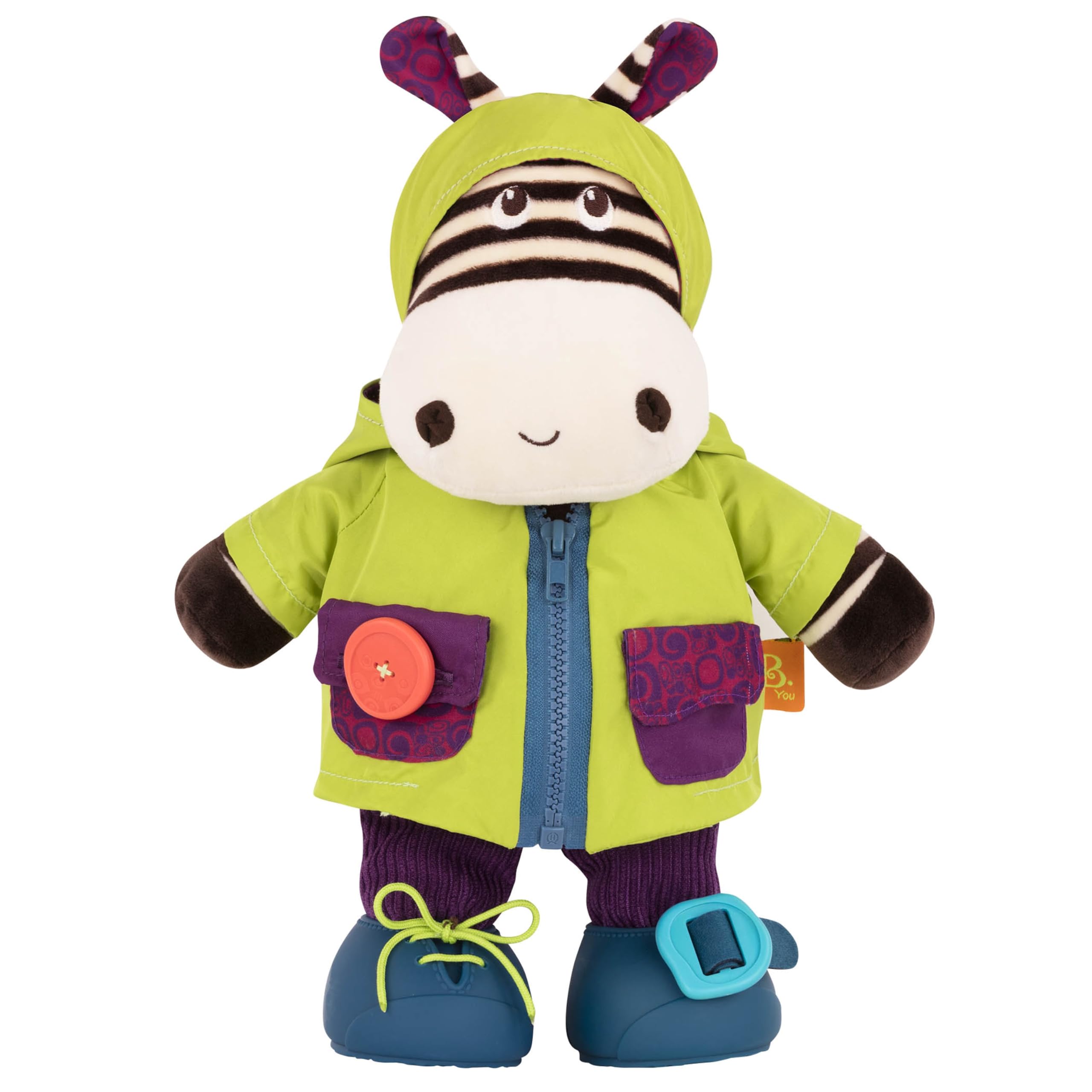B. toys – Plush Zebra – Sensory Stuffed Animal – Interactive Plush Toy – Plush Toys for Toddlers, Kids – 2+ Years – Giggly Zippies – Zebb