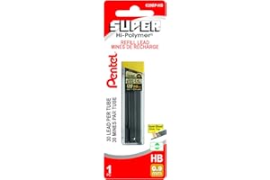 Pentel Super Hi-Polymer Lead Refills for Mechanical Pencils, 30 Leads Per Tube, HB Grade, Standard Lead for Everyday Use, 0.9