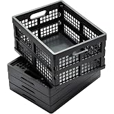 Eslite 16L Collapsible Storage Crates,Folding Plastic Crates for Storage,Pack of 4,Gray