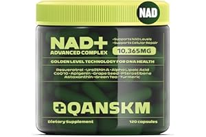 Qanskm NAD+ Supplement, 10365mg Resveratrol & Quercetin Supplement Alternative for Anti-Aging, Cellular Energy, 120 Caps