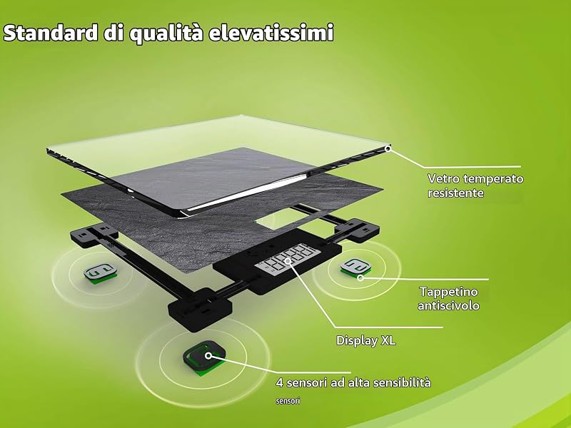Style Sense Compact 300 Bilancia pesapersone, Bilancia digitale display LCD, Bilancia pesa persona digitale piedi antiscivolo, nero Slate