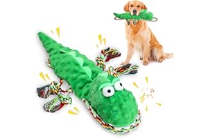 Wunive Plush Squeaky Dog Toys,Squeaky Dog Toys,Plush Dog Toy,Dinosaur Squeaky Plush Dog Toys with Durable Cotton Rope for Small Medium Large Dogs