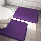 YIHOUSE Bathroom Rug Sets 2 Piece, Memory Foam Bath Mat, Non Slip Super Absorbent Soft Bathroom Mats, Machine Washable Bath Floor Mats Sets for Sink,Tub, Shower and Toilet, Purple Bath Rug Set