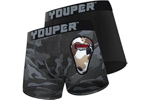 Youper 2 Pack Youth Brief with Soft Protective Athletic Cup, Youth Compression Underwear for Baseball & Football