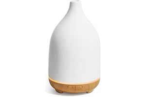 InnoGear Oil Diffuser, 150ML Ceramic Diffuser for Essential Oils Handcrafted Aromatherapy Diffuser Ultrasonic Cool Mist Humidifier with 2 Mist Modes Waterless Auto Off for Room Office, White