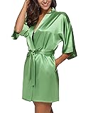 The Bund womens Pure Colour Short Kimono Robes with