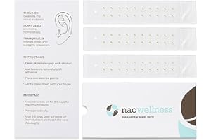 NAO Wellness Gold Ear Seeds - Auriculotherapy Seeds Self-Care Acupressure Beads with 10+ Solutions �C 60 Acupuncture Gold Ear 