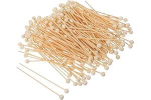 HIAKDOFT 200pcs Wooden Rock Candy Sticks with Ball End Natural Wood Drink Stirrer Swizzle Sticks for Cake