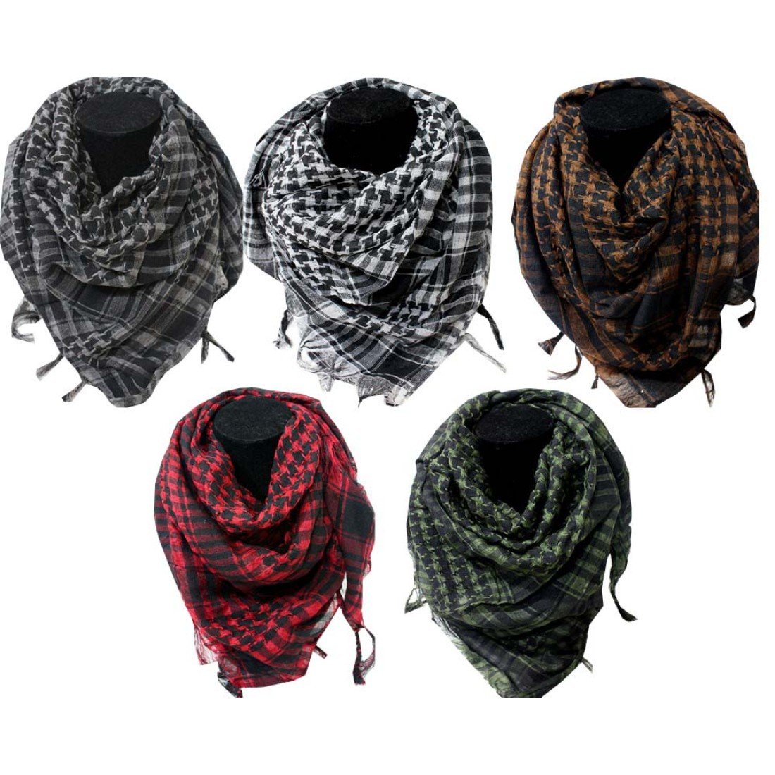 sri belha fashions unisex cotton desert style checkered kafiyah arab shemagh arafat scarves, free size (multicolour, sbf-combo-5) - pack of 5