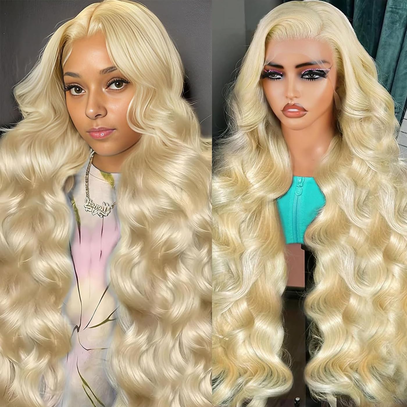 Blonde Human Hair Wig Lace Front Transparent 13x4 Lace Front 613 Body Wave Wig 180% Density 100% Brazilian Virgin Hair Unprocessed With Baby Hair Natural Hairline For Women 16 Inch