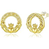 INFUSEU Irish Gifts Celtic Knot Shamrock Claddagh Earrings for Women Girls Sterling Silver Jewelry