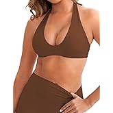 GUWIDEO Halter Sports Bra for Women Longline Strappy Open Back Yoga Bra Removable Cups Workout Gym