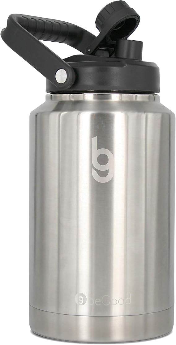 beGood Growler One Gallon Vacuum Insulated Jug, Stainless