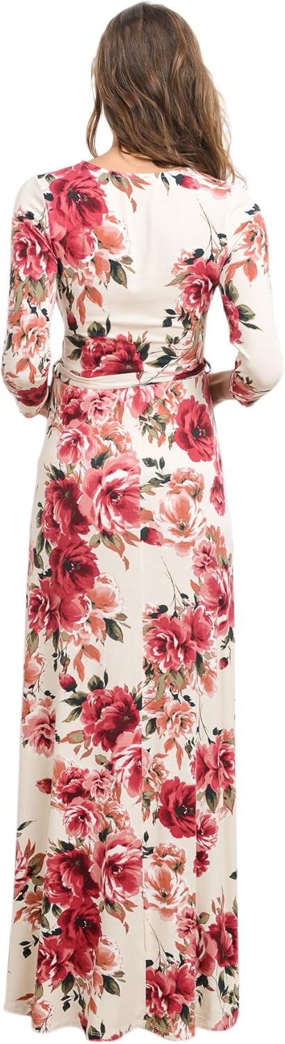 HELLO MIZ Women's Maternity Maxi Dress with Waist Belt at  Women’s Clothing store
