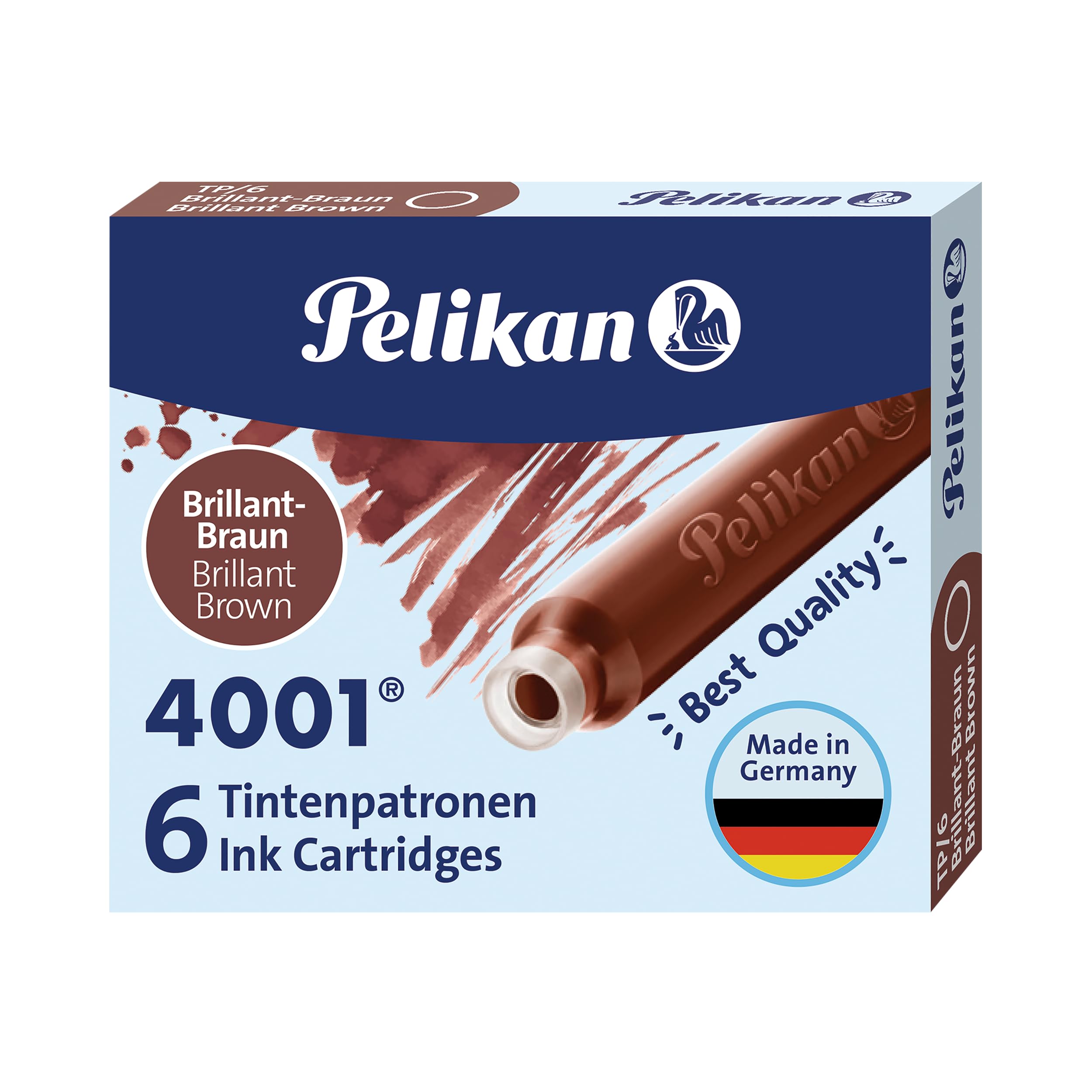Pelikan 311928 Ink Cartridge 4001, Brown, 6 Cartridges in a Folding Box