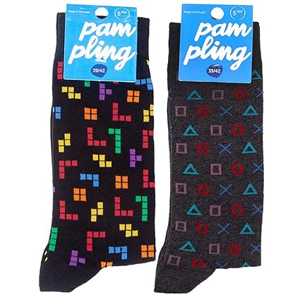 Pack 2 originelle Socken -Arcade Blocks und Game Symbols