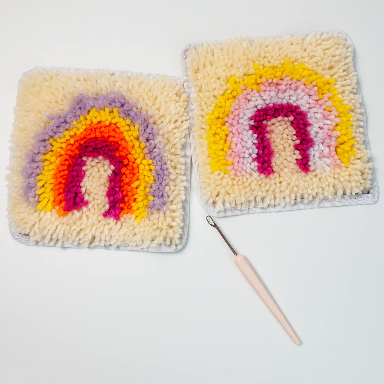 zalati Latch Hook Kit 2pcs Rainbow Rug Sewing Set Craft Kits Bedroom Home Decoration for DIY Gifts Lovers — image 1