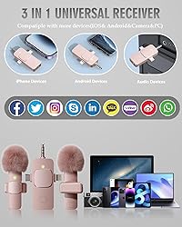 PQRQP 3 in 1 Wireless Lavalier Microphone for
