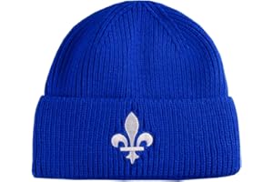 Province Fleur de Lys Embroidery on 100% Acrylic Beanie Cuff Toque in Royal Blue with Options to Personalize.