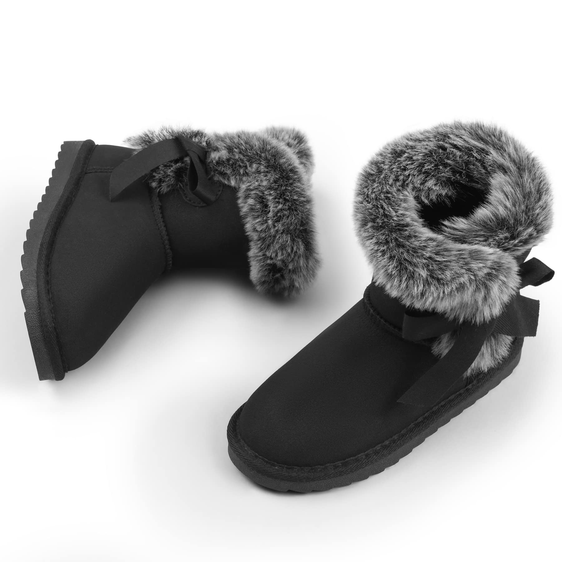 K KomForme Girls Kids Snow Boots Warm Fur Lined Slip On Outdoor Winter Shoes Lightweight Comfy（Little/Big Kids）