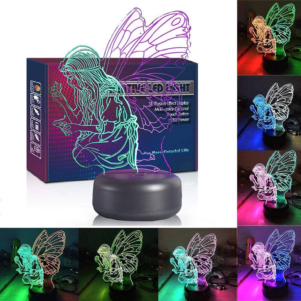 HIPIYA Butterfly Night Light LED 3D Fairy Wing Remote Control Lamp USB Festival Present Birthday Gift Faery Flower for Kid Girl Teen Fairy Tale Bedroom Room Decor (Butterfly)
