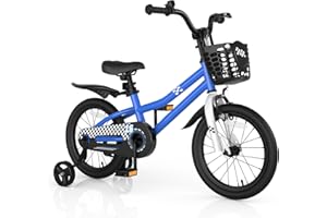 COSTWAY Kids Bike, 12 14 16 18 Inch Toddler Bike for Boys & Girls Aged 3-8 Years Old, Kids Bicycle w/Removable Training Wheel