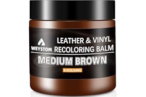 WEYSTOM Leather Recoloring Balm - Medium Brown Leather Repair Kit for Furniture, Dye, Recolor, Renew, Repair & Restore Aged, Faded, Cracked, Peeling and Scuffed