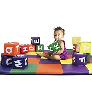 Dream Tree Building Blocks with Alphabet [Set of 12] Washable, Non-Toxic CPSIA Compliant Learning Toys Soft Foam Blocks for Toddler, Baby, Kids, and Preschool
