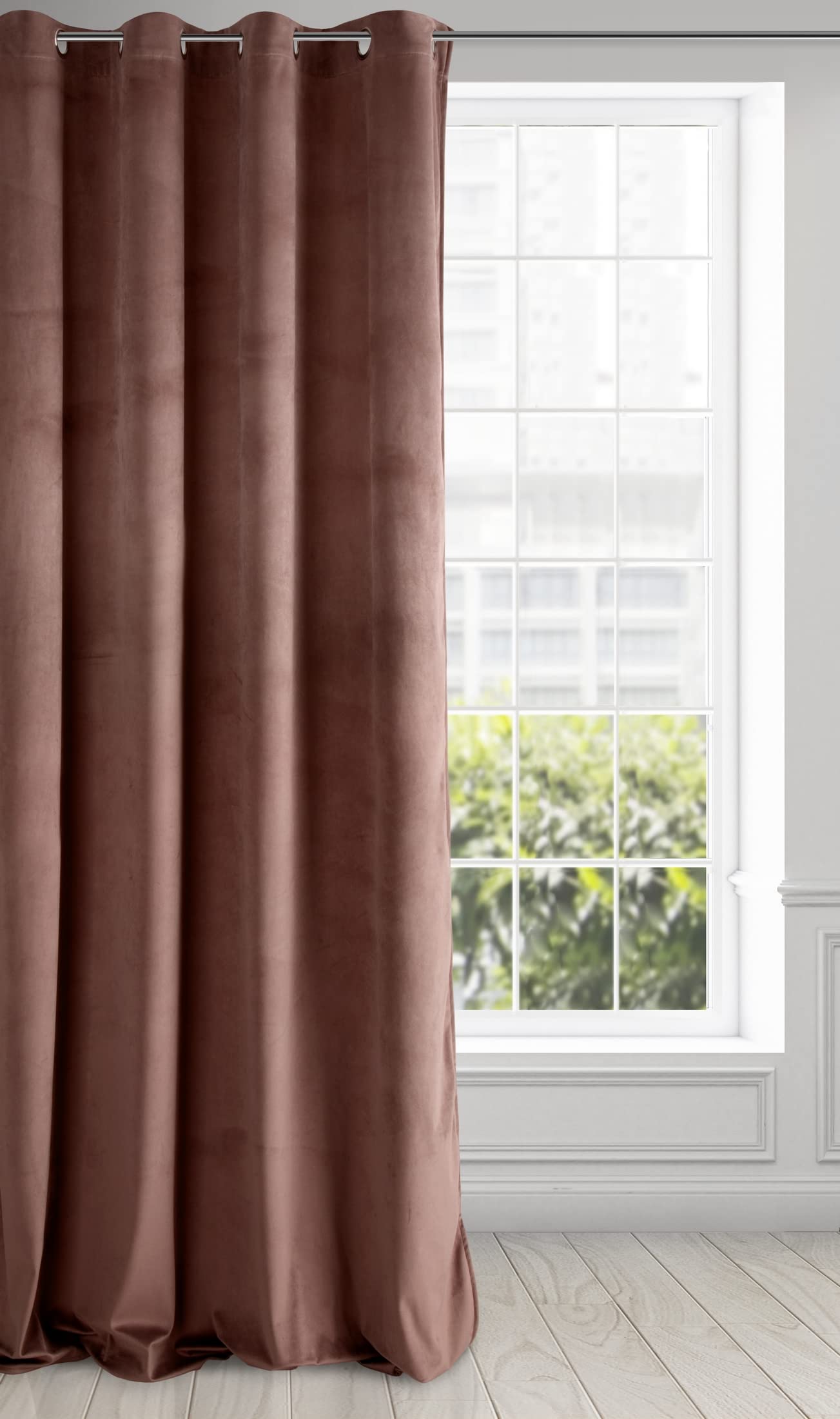 Eurofirany PIERRE Soft Plain Opaque Velvet Curtain with Eyelets - 1 Unit, Fluffy Panel Drape Classic Glamour Elegant Living Room, Bedroom, 215 g/m2, W55 x L98, Dark Pink