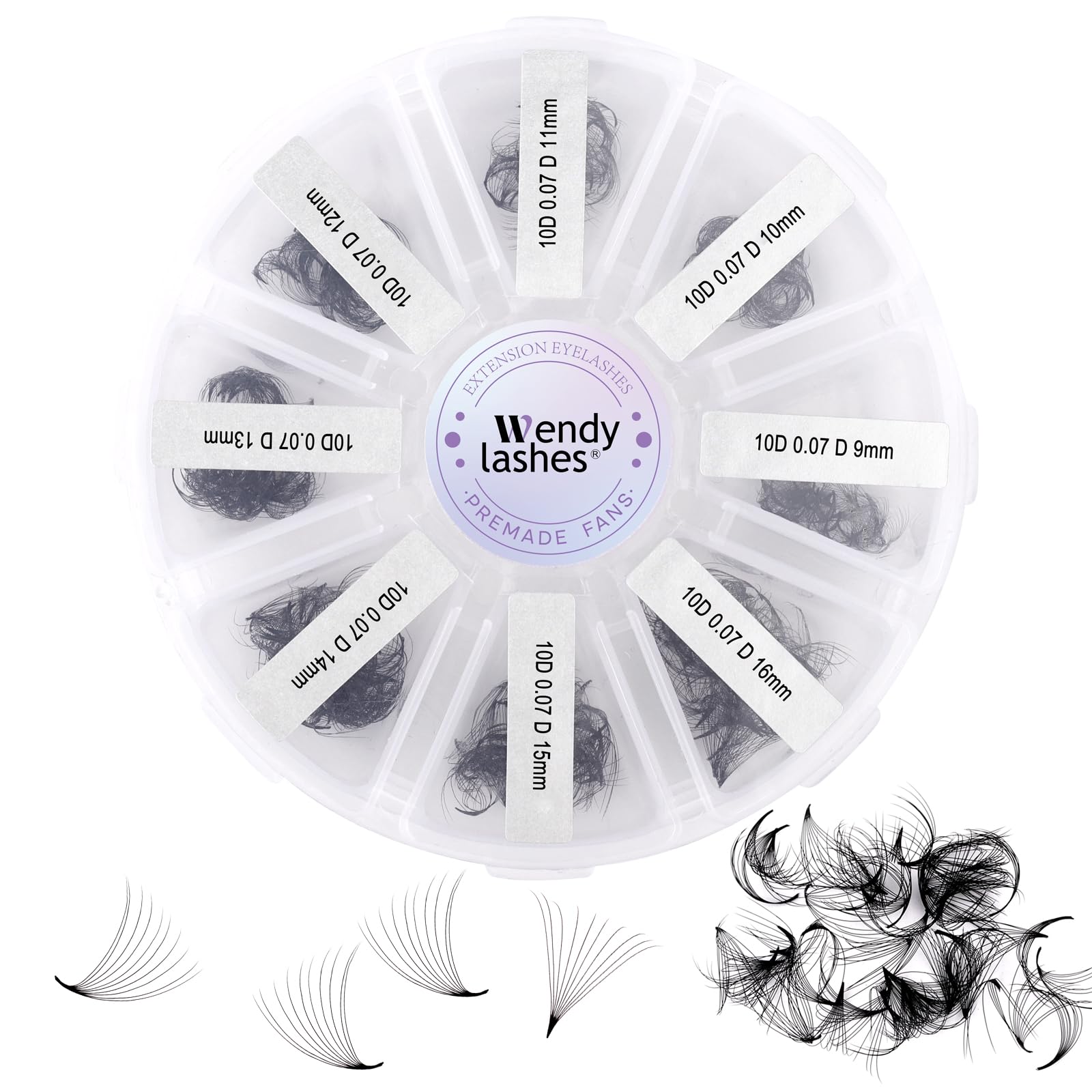 Premade Fans Eyelash Extension 10D D Curl 0.03mm 500 Fans 9-16mm Mixed Pre Made Fans Thin Base Russian Lash Extensions Pro Made Loose Lash Fans(500-10D-0.03-D-916) — image 1