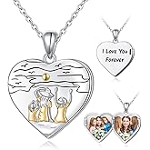 HOOHWE Mother Daughter Sisters Photo Necklaces 925 Sterling Silver Picture Necklace Keep Someone Near to You Heart Shaped Locket That Holds Pictures Memory Jewelry for Mom Daughter Son Sisters