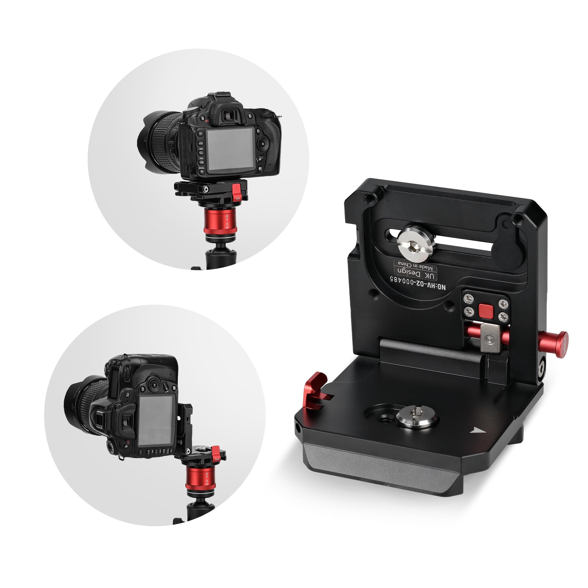 IFOOTAGE L Shape Bracket Mount HV-02,Aluminum Alloy Plate with 1/4” Screw,3/8" &1/4" Thread,Universal 38mm/50mm Mount,for Monopod,Triipod,Slider,Fluid Head,Ball Head,DSLR,Max. Load 5KG