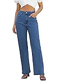 ETTELO Womens Jeans High Waisted Straight Leg Loose