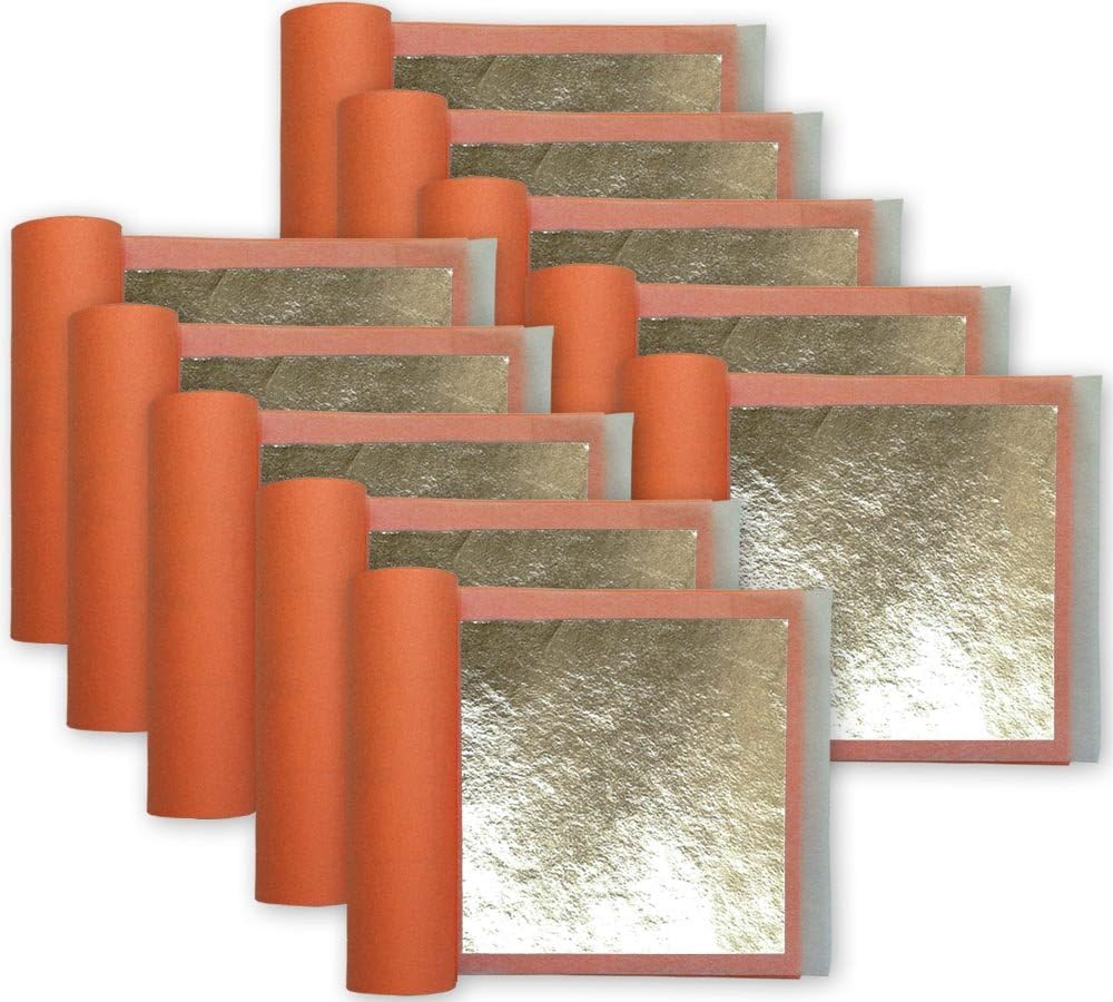 10 Books of Real 12k Gold Leaf 3-1/8" Square, Transfer Leaf, 25 Leaves Per Book, 250 Leaves Total
