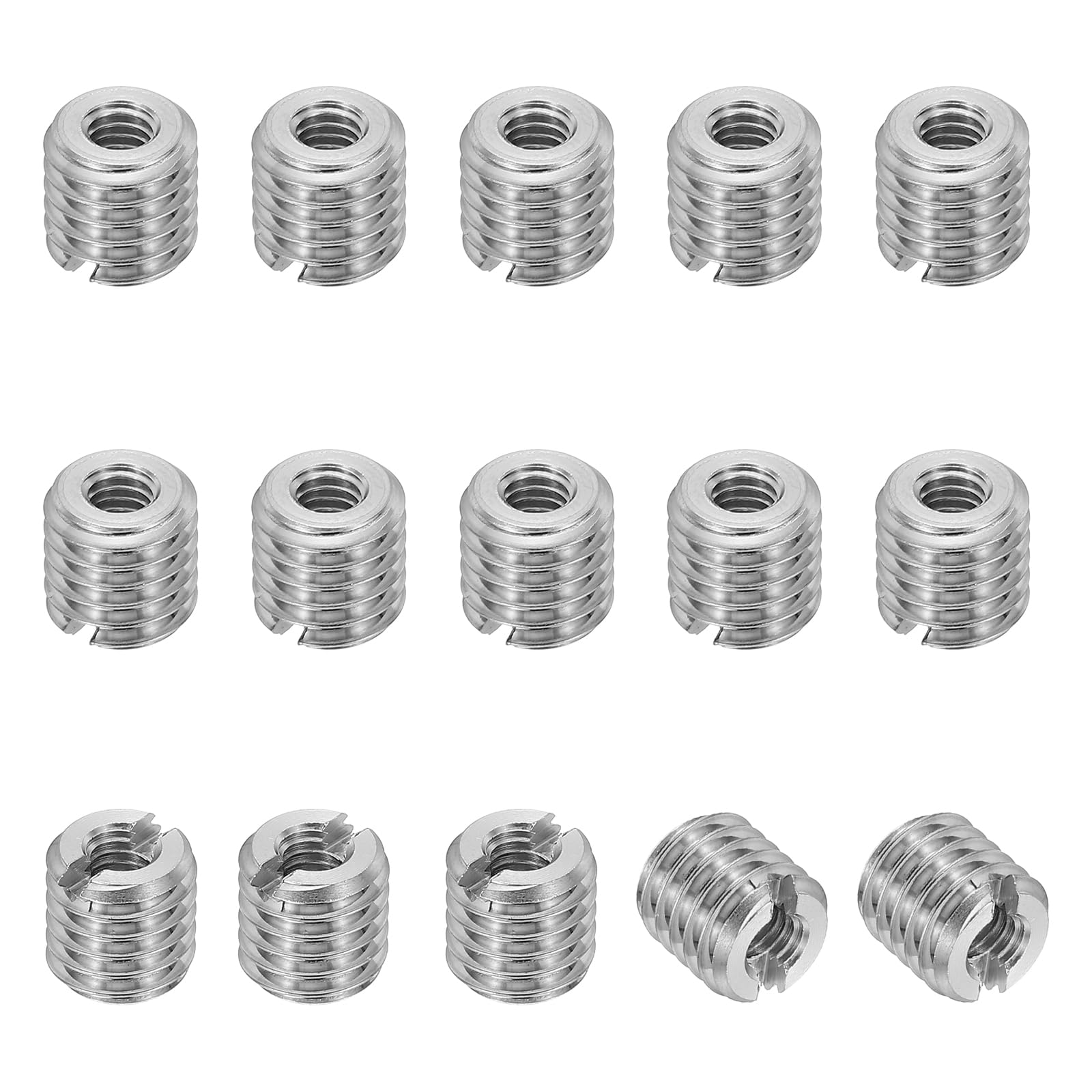 PATIKIL 316 Stainless Steel Thread Adapters Sleeve Reducing Nut, 15 Pcs M8 x 1.25 Male to M4 x 0.7 Female Repairing Insert Nut Screw Reducer Conversion Fastener 8mm