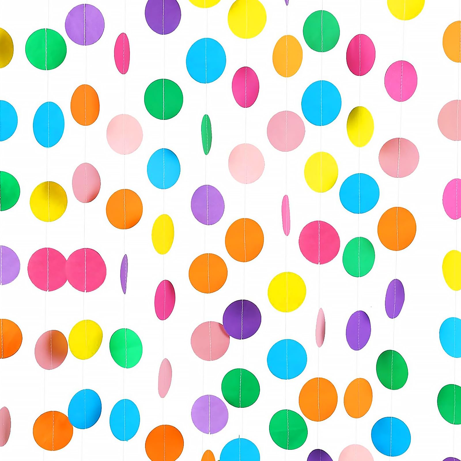 Rainbow Hanging Paper Garland, 3 Pcs 4 Meters Rainbow Circle Paper Decoration, Circle Garlands, for Birthday Holiday Wedding Anniversary Theme Party Supplies and Home Decorations