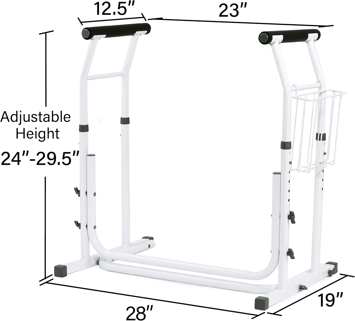 Vaunn Medical Bathroom Adjustable Height Toilet Rail Grab Bar and Commode Safety Frame Handle: Health & Personal Care