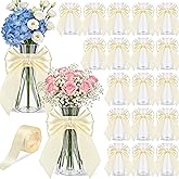 Teecyhooo 20 Pcs Small Plastic Bud Vases Bulk with Ribbon for Centerpieces, Clear Flower Vases for Wedding Home, Height Shatterproof Vase for Wedding Home Office Birthday Party Table Decoration