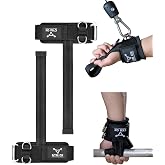 2-in-1 Weight Lifting Straps with D Ring, 7mm Neoprene Padded Wrist Support for Men &amp; Women, Heavy Duty Gym Wrist Straps &amp; Cable Machine Attachment for Gym, Powerlifting, Rows, Pull-ups