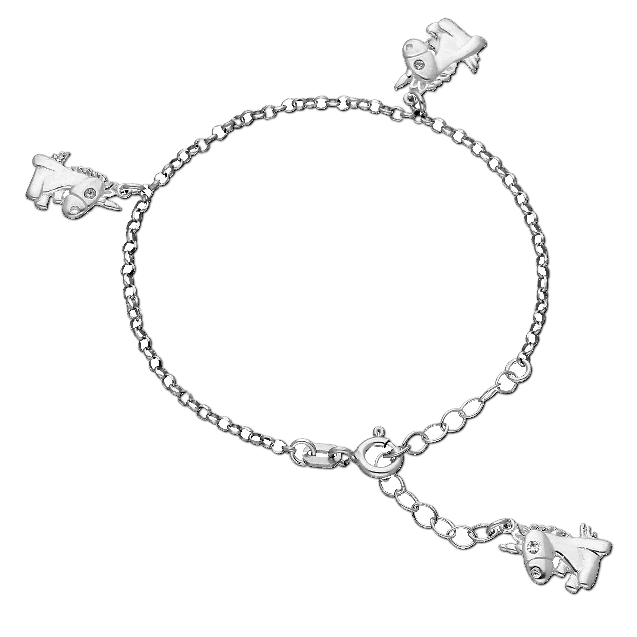 Butterfly Adjustable Sterling Silver Bracelet With Unicorn Charms For Children And Teenagers