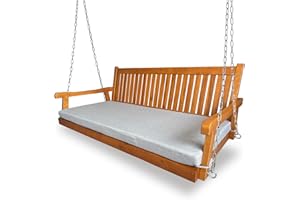 MOSBRISA 6 FT Wooden Porch Swing Bed with Thick Cushion – Outdoor Hanging Daybed for Patio or Porch, Solid Fir Wood Frame, Weather-Resistant, Heavy Duty 1000 LBS