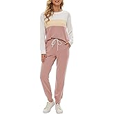 Fengbay Two Piece Outfits for women,Long Sleeve Crewneck Pullover Tops And Pants Sweatsuits Lounge Set with Pockets